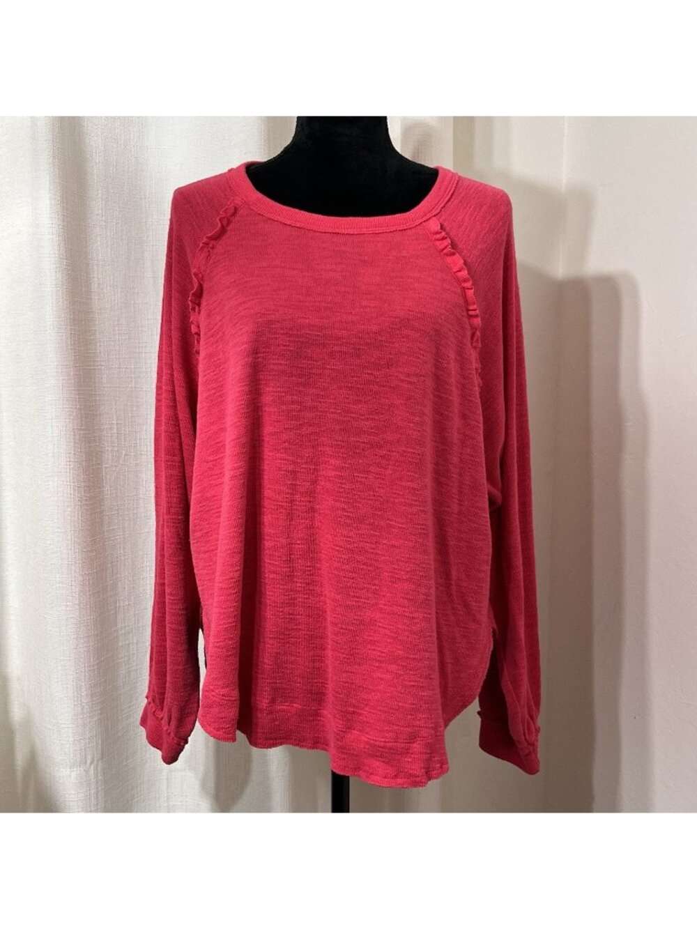 Anthropologie Pilcro Long Sleeve Top Ruffled Thermal Large